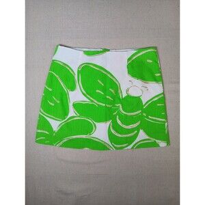Lilly Pulitzer Tate Mini Skirt Size 00 Kelly Green Resort Stinger Bee Print EUC